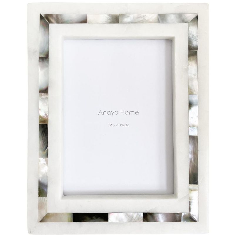 Grey Mother of Pearl White Marble Picture Frame - Anaya, 1 of 8