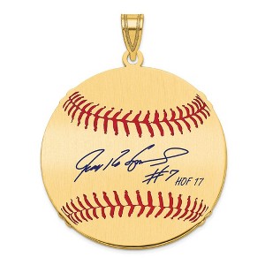 Black Bow Jewelry 14K Gold Plated Ivan Rodriguez Signature LG Enamel Baseball Pendant - 1 of 4