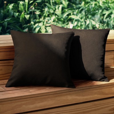 2 Pcs 18" x 18" Waterproof Polyester Fiber Solid Decorative Pillow Cover Brown - PiccoCasa