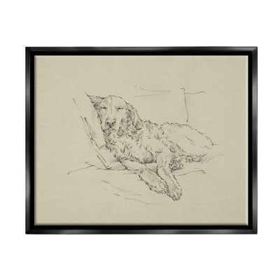 Stupell Resting Labrador Dog Pencil Sketch Framed Canvas