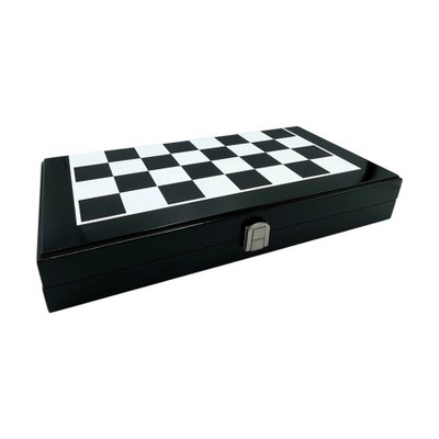 Black and White Solid Wood Travel-Friendly Chess Set