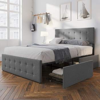 Bed Frame with 4 Storage Drawers