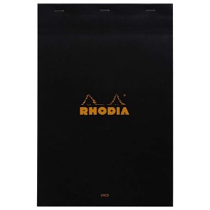 Rhodia Staplebound Notepad - Lined w/ margin 80 sheets - 8 1/4 x 12 1/2 - Black cover - 1 of 3