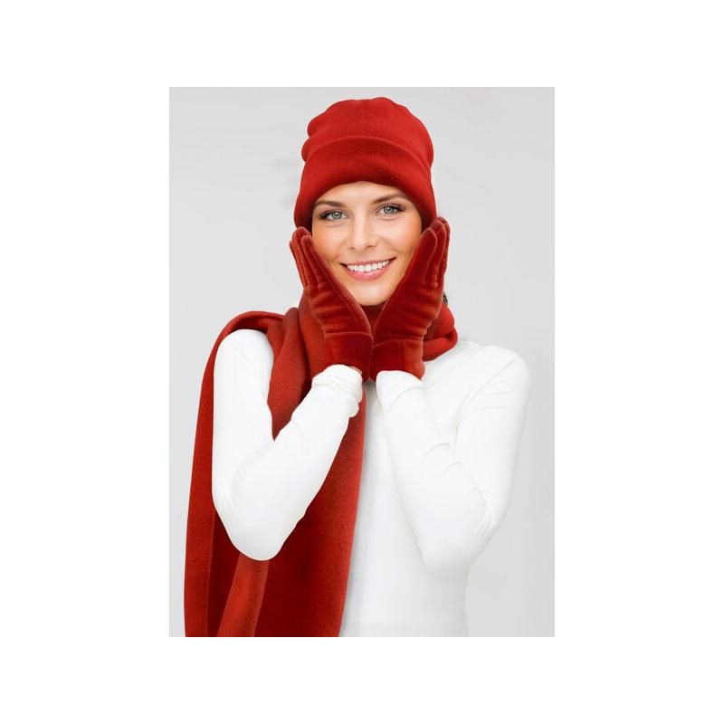 Women's Solid Fleece 3-Piece gloves scarf Hat Winter Set, 2 of 3