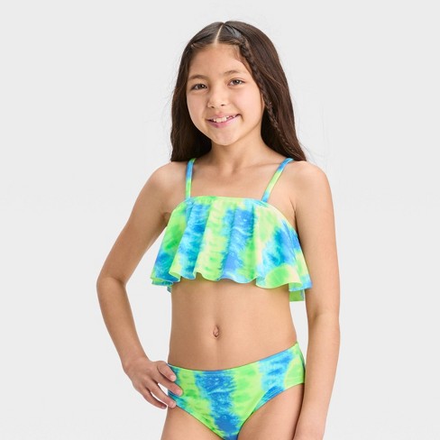 6 To 14 Years Girls Rainbow Bikini Swimsuit Three Piece Swimming Set  Swimsuit