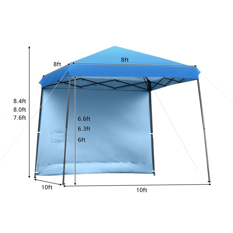 Costway 10ft X 10ft Pop Up Tent Slant Leg Canopy W/ Roll-up Side Wall, 5 of 11