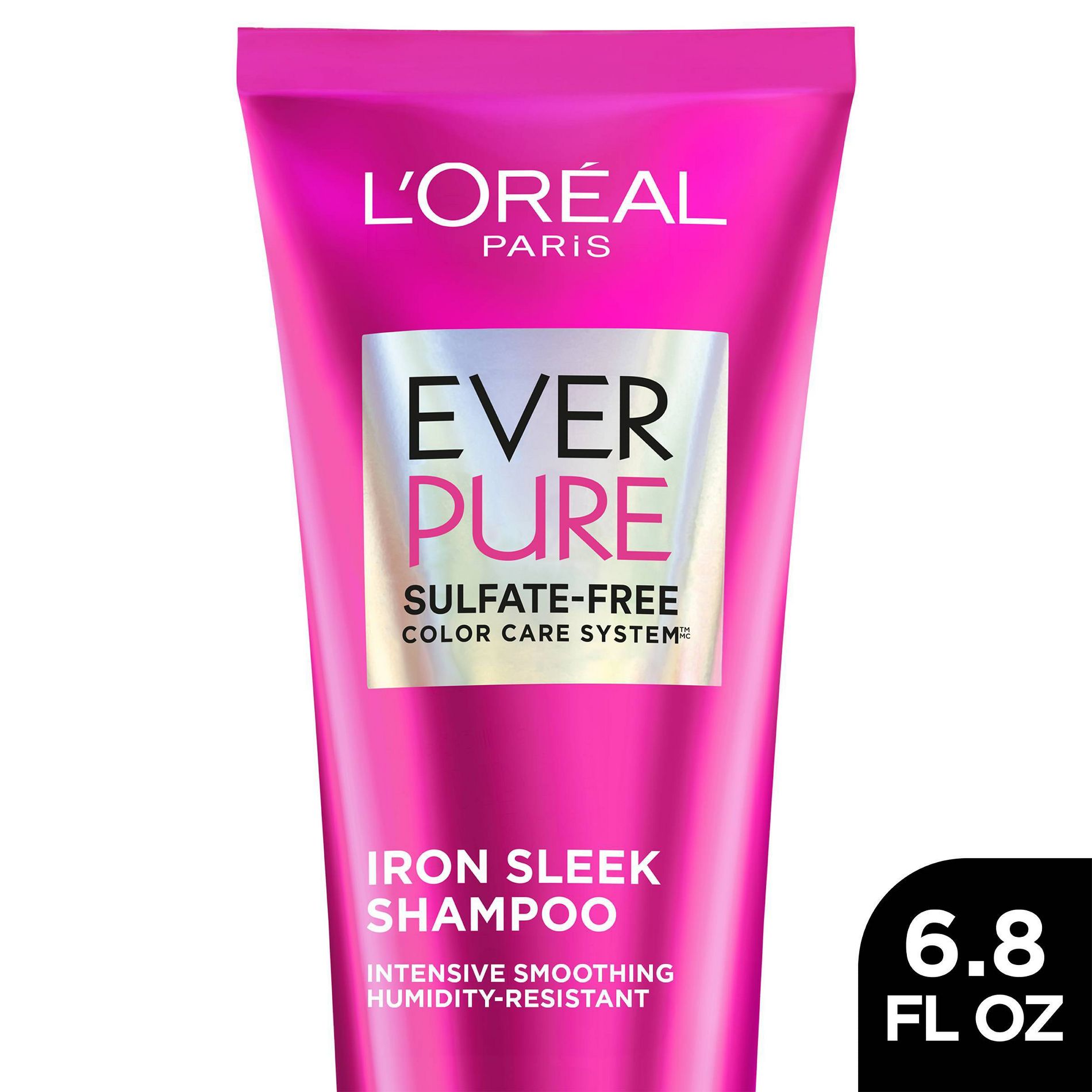 L'Oreal Paris EverPure Sulfate Free Iron Sleek Smoothing Shampoo - 6.8 fl oz: For All Hair Types, Vegan, Floral Scent