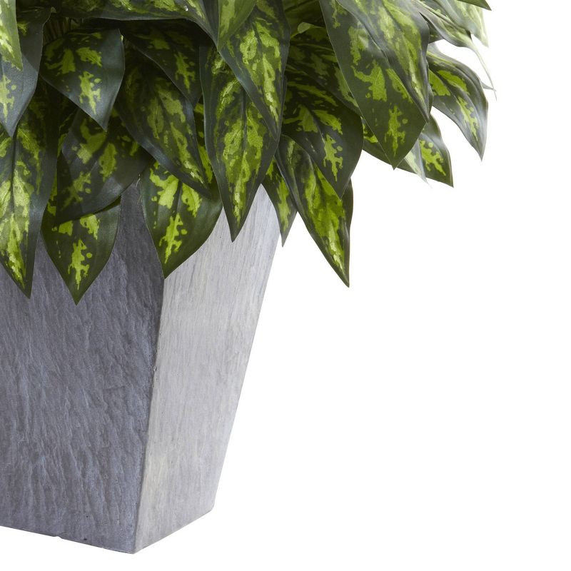 Silver King Plant with Slate Decorative Planter - Nearly Natural, 4 of 5