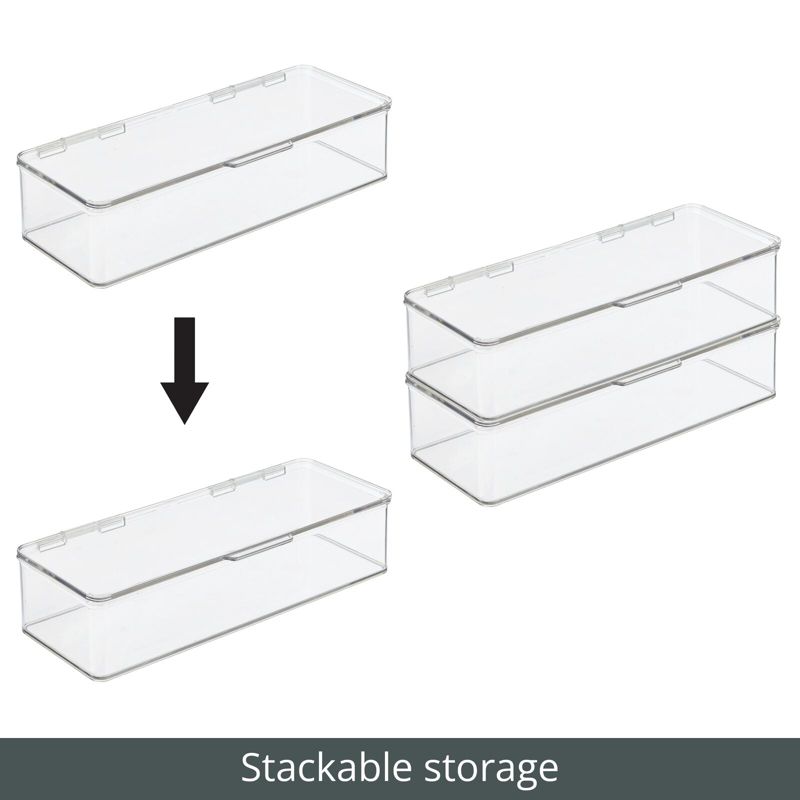 mDesign Plastic Bedroom Closet Storage Organizer Box, Hinged Lid, 5 of 9