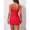 INSPIRE CHIC Women's Adjustable Hem Ties Bow Crew Neck Strappy Skirt Tummy Control Bathing Suit Swimwear Swimdress 1 Piece - 3 of 4