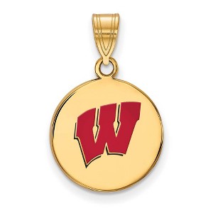 Black Bow Jewelry 14k Yellow Gold Plated Sterling Silver Wisconsin Badgers NCAA Medium Pendant - 1 of 3