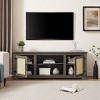 NicBex TV Stand for 70 Inch TV with 2 Natural Rattan Cabinets,TV Entertanment Center with 2 Storage Shelves,TV Console Table for Living Room,Grey - 2 of 4