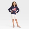 Girls' 4th of July Flag Sweater - Cat & Jack™ Navy Blue - 4 of 4