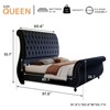 AMERLIFE Bed Frame, Velvet Upholstered Platform Sleigh Bed with Scroll Headboard & Footboard, Button Tufted, No Box Spring Needed - 2 of 4