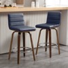 Bekrvio 26"/29" Swivel Bar Stools Set of 1/2/3/4, Faux Leather Upholstered Counter Chairs with Wood Legs, Mid-Century Seating for Kitchen Island - 2 of 4