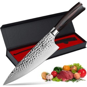 imarku Damascus Chef Knife, 8 inch Kitchen Knife Sharp Cooking Knife HC German Stainless Steel Japanese Knife for Kitchen, Hand-Hammered Design - 1 of 4