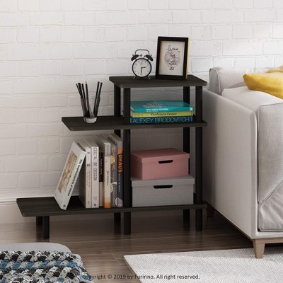 Furinno 3-Tier Reversible Sofa Side End Table W/Open Storage Shelves,Espresso
