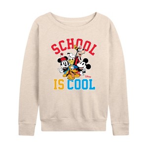 Women's - Disney - School Is Cool Lightweight French Terry Wide Neck Long Sleeve Shirt - 1 of 4