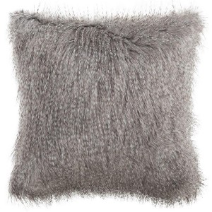 Faux Luke Peacock Pillow - Grey - 20"X20" - Safavieh - 1 of 3