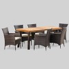 Tustin 7pc Acacia Wood and Wicker Dining Set Brown/Beige - Christopher Knight Home: With Cushions, Weather-Resistant - 2 of 4