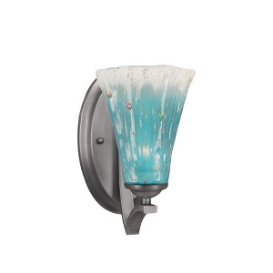 Toltec Lighting Zilo 1 - Light Sconce in  Graphite with 5.5" Fluted Teal Crystal  Shade - 1 of 1