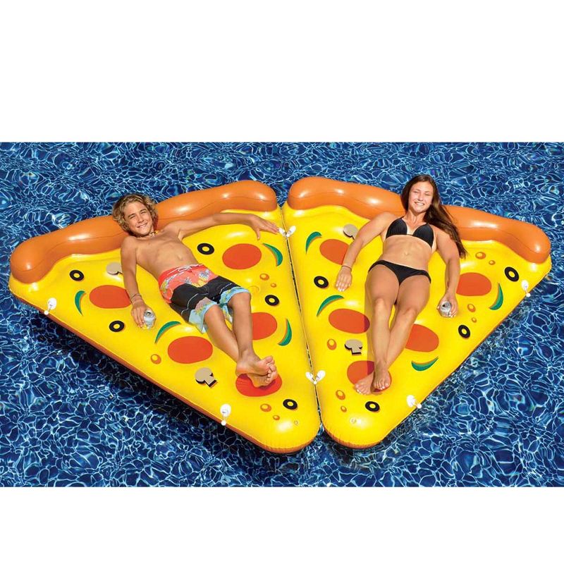 Swimline 72" Inflatable Pizza Slice Novelty Swimming Pool Float Raft - Yellow/Orange, 4 of 6