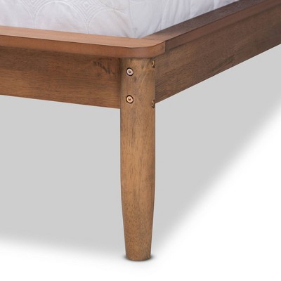 Sadler Ash Walnut Full-Size Platform Bed with Tufted Headboard