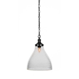 Toltec Lighting Juno 1 - Light Pendant in  Matte Black with 11.75" Clear Bubble Shade - 1 of 1