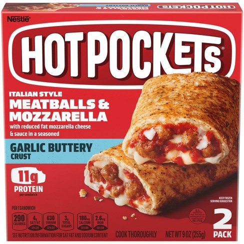 Hot Pockets Garlic Buttery Crust Frozen Italian Meatballs Mozzarella 9oz 2ct Target