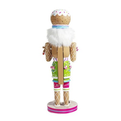 16-Inch Wooden Gingerbread Nutcracker with Candy Detailing