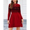 Clearlove  Women Christmas Long Sleeve Knitted Crewneck High Waist A-Line Mini Sweater Dress - 2 of 4