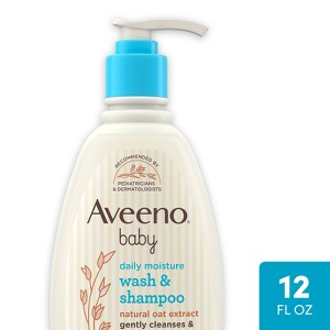 Aveeno Baby Daily Moisture Gentle Body Bath Wash & Shampoo - Lightly Scented - 12 fl oz - 1 of 4