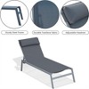 DOMETOUR 3-Piece Patio Chaise Lounge Set: Adjustable Steel Recliners with Headrest & Table (Grey) - 2 of 4
