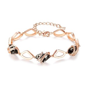 Leafael Wish Stone Birthstone Crystal Link Charm Bracelet, Rose Gold or Silver Plated, 7"+2" Adjustable Chain - 1 of 4
