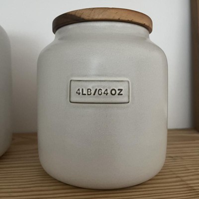 67oz Stoneware Sugar Canister with Wood Lid Cream/Brown - Hearth & Hand™  with Magnolia