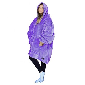 Women’s Leisure Studio Blanket Hoodie Woman Flannel Oversized Sweatshirt, Soft Fleece Loungewear Blanket Hoodie Wearable, Gift Woman - Tirrinia - 1 of 4