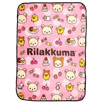 Sanrio-X Rilakkuma Korilakuma And Kiiroitori Soft Plush Throw Blanket 45" x 60" Pink
