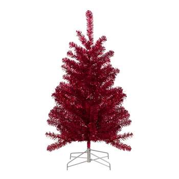 Northlight 3' Metallic Crimson Tinsel Artificial Christmas Tree - Unlit