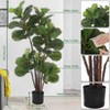 Artificial Fiddle Leaf Fig Tree, 4 Ft Faux Ficus Lyrata Tree with 72 Leaves in Pot, Fake Green Plant for Indoor Outdoor Home Office Living - 2 of 4