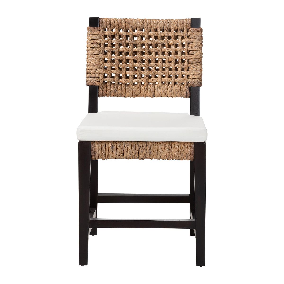 bali & pari Alise Modern Bohemian Dark Brown Mahogany Wood and Seagrass Dining Chair - thumbnail 3