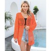 Coolmee Women's Crochet Cardigan Solid Lightweight Tie Front Tops Hollow Out Beach Cover Up Long Sleeves Summer Knit Cover Cardigan One Size Orange - 2 of 4
