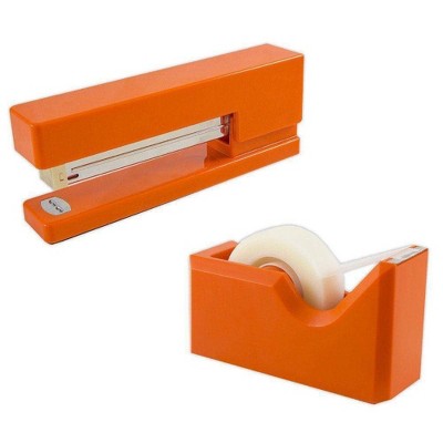 JAM Paper Stapler & Tape Dispenser Desk Set Orange