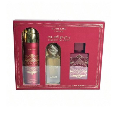 Lattafa Bade'E Al Oud  3 Pcs Set For Men: 3.4 Eau De Parfum Spray + 1.7 Hair Mist + 6.7 Perfumed Body Spray