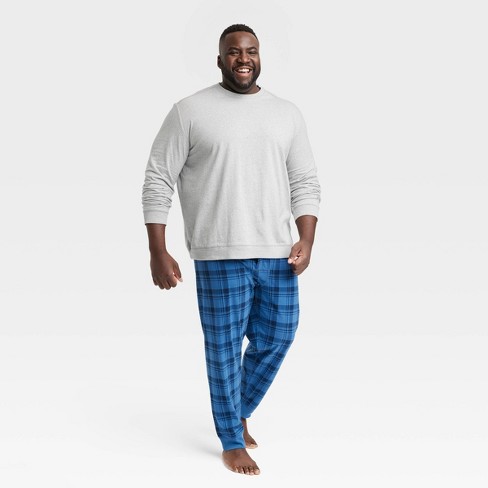 Men's Big & Tall 2pc Plaid Joggers And Long Sleeve Crewneck T