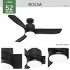 Hunter Fans 52" Bolsa Matte Black Lighted Ceiling Fan with Integrated LED - Damp Rated for Outdoor Use - 3 of 4