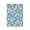 Teal Blue And Ivory Geometric Washable Indoor Outdoor Area Rug - 3 of 4