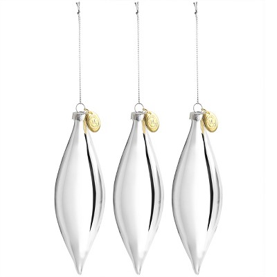 Gibson Holiday Double Pointed 3 Piece Ornament Set in Silver
