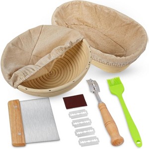 Swice Banneton Sourdough Bread Proofing Basket Kit, 9-Inch Round, 10-Inch Oval Bannetons, Complete Starter Set - 1 of 4