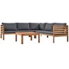 Nestfair Exotic Wood Structure Outdoor Sectional Sofa Set with Cushions Gray - 4 of 4