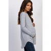 PinkBlush Heather Grey Long Sleeve Ribbed Maternity Top - 2 of 4